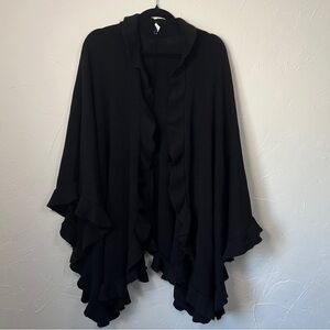 Croft & Barrow Black Ruffle Poncho One Size Whimsigoth Cozy Whimsical Romantic